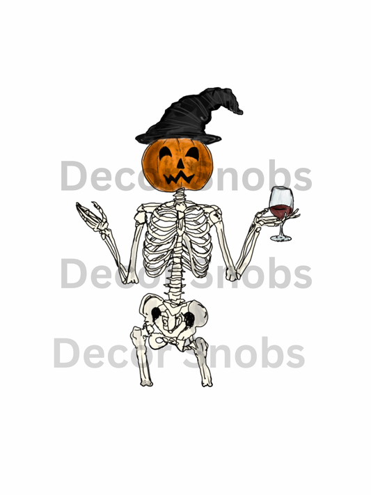 Wine Glass Skeleton Digital Download